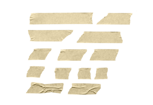 strips of ripped  textured adhesive kraft paper
