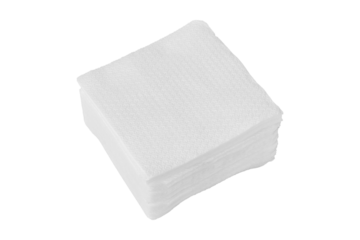 Pack of paper napkins isolated on white background. Disposable wipes.