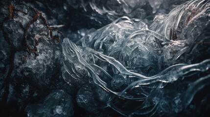  a close up of a bunch of ice on a black background.  generative ai