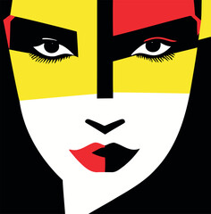 Abstract vector illustration of a Pop art style portrait, featuring a vivid and eye-catching design