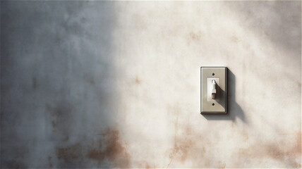 minimalism wall switch lit by sunlight, created with Generative AI Technology.