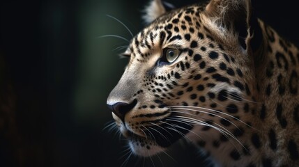  a close up of a leopard's face with a blurry background.  generative ai