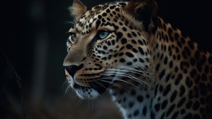  a close up of a cheetah with a black background.  generative ai
