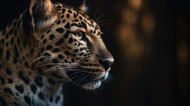  a close up of a leopard's face with a blurry background.  generative ai