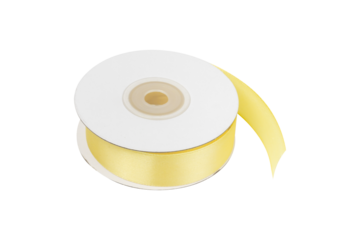 Spool of fabric ribbon on a white background.