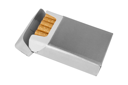 Pack of cigarettes, isolated on white background. Box of cigarettes