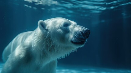 Obraz na płótnie Canvas a polar bear swimming in the water with bubbles of water around it. generative ai