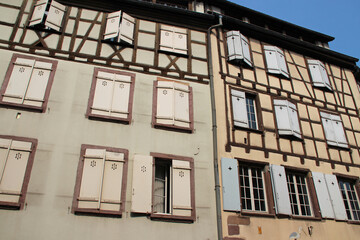 half-timbered houses in colmar in alsace (france)