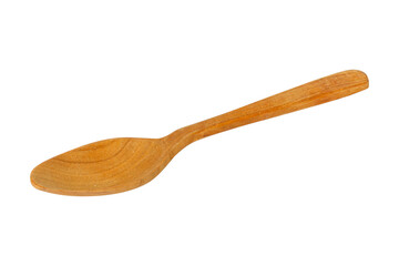 Wooden spoon isolated on white background. Close-up.