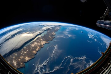AI-generated illustration of a breathtaking view of Earth from a space station.