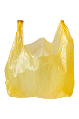 Yellow cellophane bag. Plastic bag isolated on white background