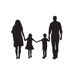 Family, group of people, isolated vector silhouette