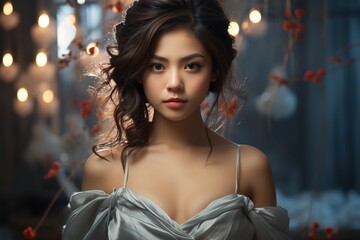 Fototapeta premium Illustration of a fashion portrait, AI Generated