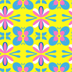 Floral seamless pattern. Geometric flowers background, wallpaper. Vector illustration.