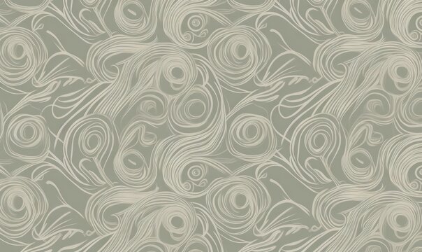  a gray and white wallpaper with swirls and leaves on the side of the wall and a light green background with a light green background.  generative ai