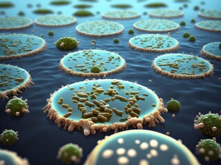A picture of bacteria in water, created with generative ai, ki