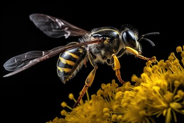 Close-up of a honeybee perched on a vibrant flower collecting nectar