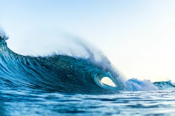 Foto op Canvas Large, powerful wave crashing against the shoreline of a beach © Brent Makana Potter/Wirestock Creators