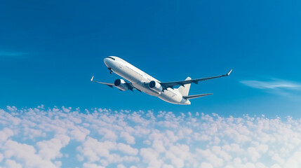 Fototapeta premium Airplane in the blue sky. Generative AI