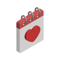Isometric icon of calendar with heart