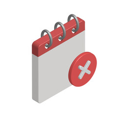 Isometric icon of calendar with cancel sign