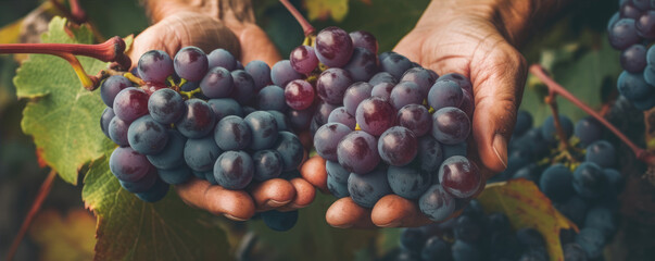 Fresh grape, in hands detail.  generative ai