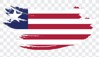 Grunge brush stroke with LIBERIA national flag. Watercolor painting flag,poster, banner of the national flag. Style watercolor drawing. Vector isolated on transparent background.