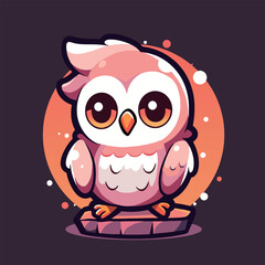 Illustration of an adorable cartoon owl 
on a dark purple background