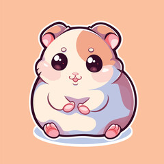 Illustration of an adorable cartoon hamster on a pink background