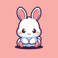Illustration of an adorable cartoon rabbit on a pink background