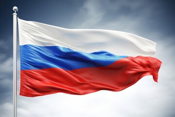 Fototapeta na wymiar Realistic 3D Rendering of Russia's Flag in Motion.