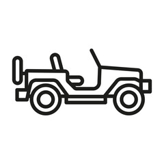 Military open jeep icon. Icon heavy vehicle for armed forces.