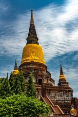 Naklejka premium Beautiful shot of historic ruins of a landmark in Ayutthaya, the ancient capital of Thailand