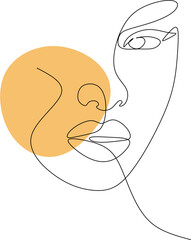 Continuous line drawing of face and hairstyle, fashion concept, minimalist female beauty, vector illustration for t-shirt, slogan design, print style