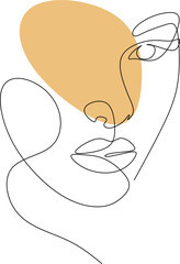 Continuous line drawing of face and hairstyle, fashion concept, minimalist female beauty, vector illustration for t-shirt, slogan design, print style