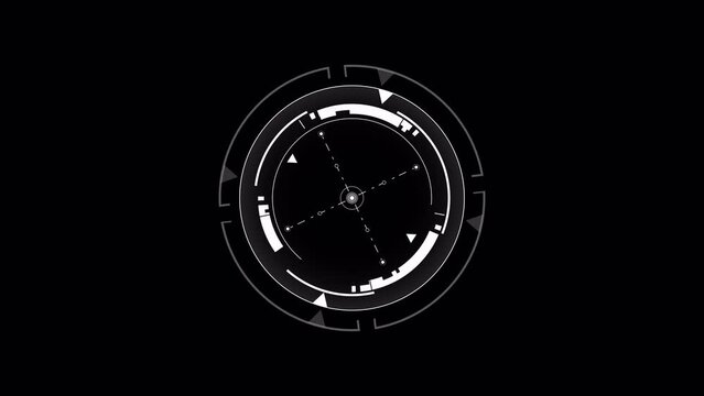 HUD Circle Target Searching on isolated black background. Futuristic circular scanning elements.