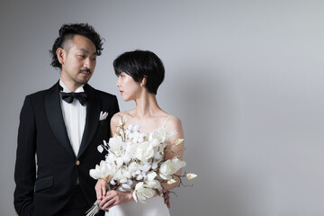 Adult wedding Wedding (bridal) image Bride and groom looking at each other Copy space available	