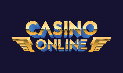 Casino online glow logo, sign. Golden casino sign. Gamble, Casino, Slots design element. Vector illustration