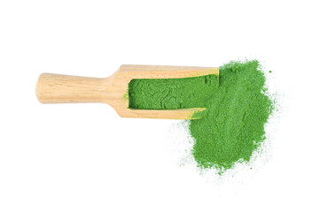 Fototapeta na wymiar japanese Green Tea powder in scoop on transparent png