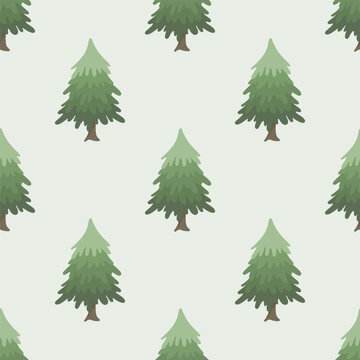 Seamless pattern of pine trees or fir trees.