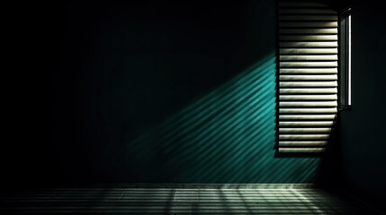  Empty room with shadows of window. Generative AI
