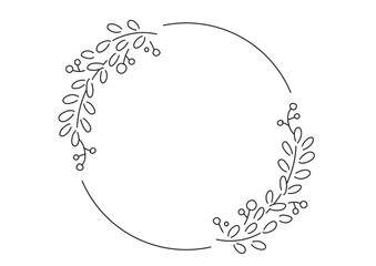 シンプルな植物の線画フレーム 