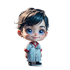 A Cartoon Girl on a Medical Mission transparent ai generated
