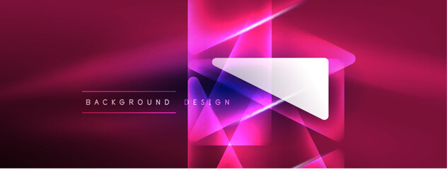 Fototapeta premium Neon lights hacking geometric background, virtual reality or artificial intelligence concept, cyberpunk geometric template for wallpaper, banner, presentation, background