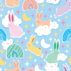 Cute soft pastel night seamless pattern design