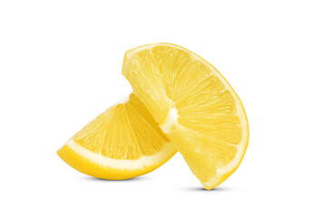 Slices of lemon fruit isolated on transparent background. PNG