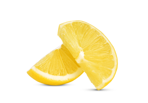 Slices of lemon fruit isolated on transparent background. PNG