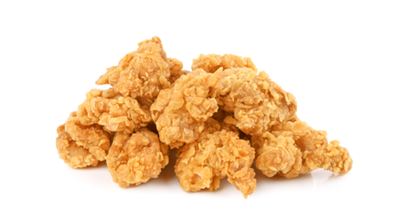 Fried popcorn chicken isolated on transparent background. PNG