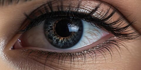 Fototapeta premium AI Generated. AI Generative. Beauty face eye spa makeup macro shot illustration of smokey design. Night party glamour look. Graphic Art