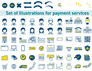 決済に関する図解に使えるイラストセット